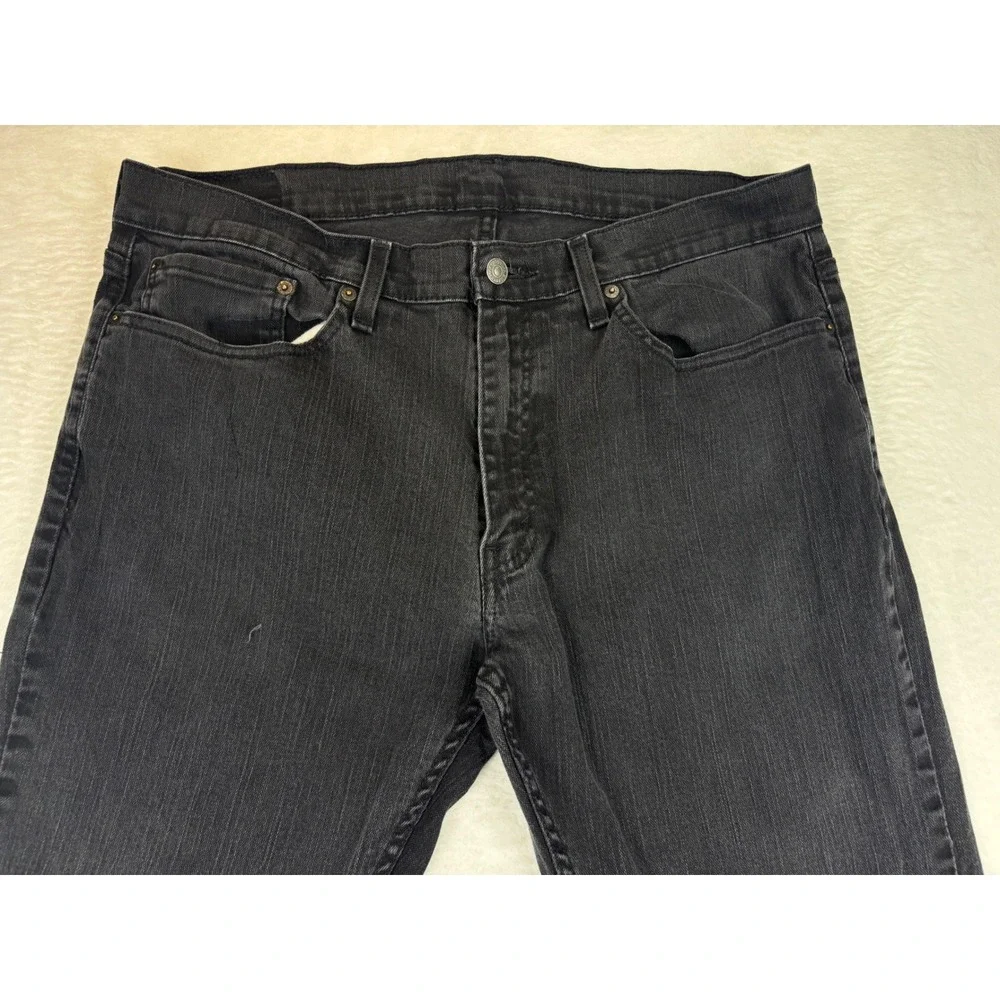Levis 511 Mens 36x32 Jeans Black Fuzzy Faded Denim Dark Grungy Washed Pants